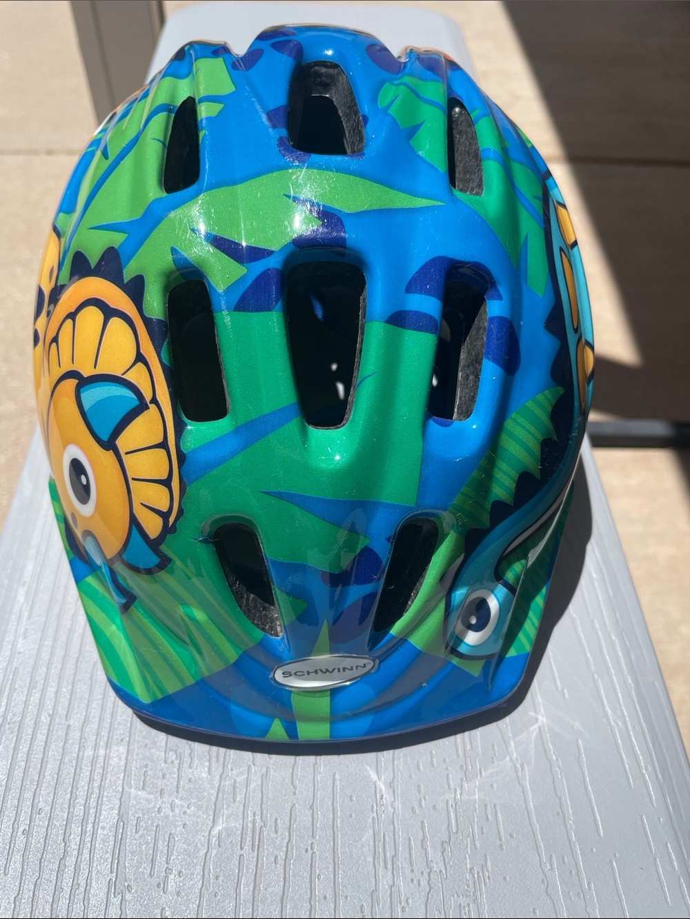 Schwinn Blue, Green & Yellow Dinosaur Themed Kids Bike Helmet